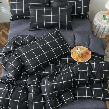 Lenjerie de Pat Bumbac Satinat cu Elastic – 4 Piese | Confort si Eleganta | COD 1242 -S