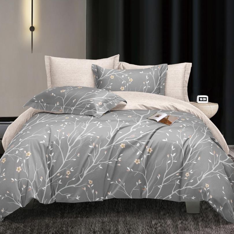 Lenjerie de Pat Bumbac Satinat cu Elastic – 4 Piese | Confort si Eleganta | COD 1244 - S