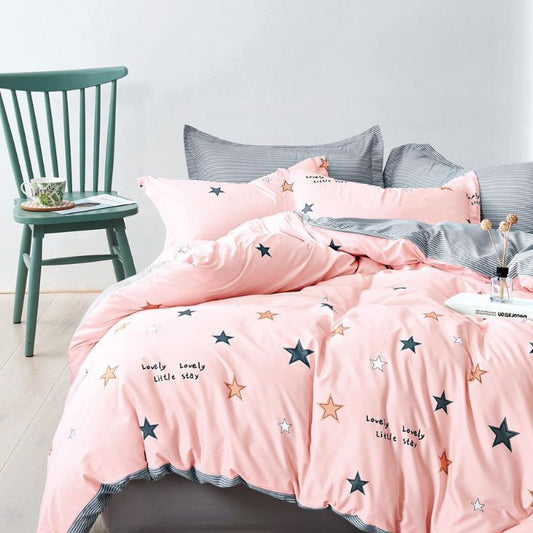 Lenjerie de Pat Bumbac Satinat cu Elastic – 4 Piese | Confort si Eleganta | COD 1245 - S