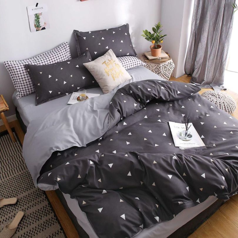 Lenjerie de Pat Bumbac Satinat cu Elastic – 4 Piese | Confort si Eleganta | COD 1254 - S