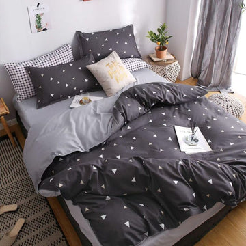 Lenjerie de Pat Bumbac Satinat cu Elastic – 4 Piese | Confort si Eleganta | COD 1254 - S