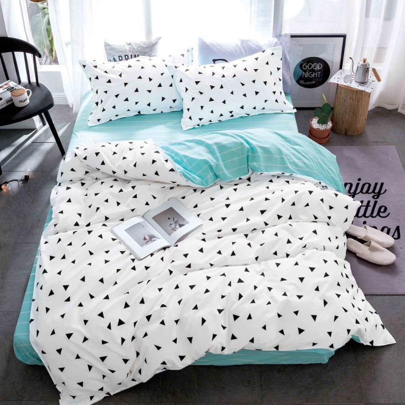 Lenjerie de Pat Bumbac Satinat cu Elastic – 4 Piese | Confort si Eleganta | COD 1255 - S