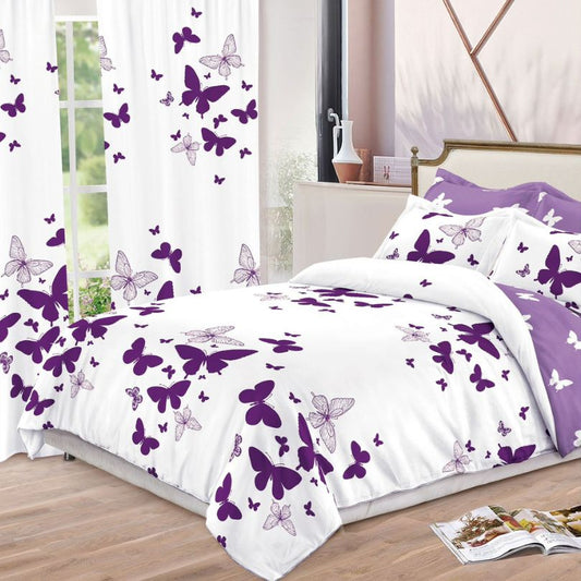 Lenjerie de Pat Finet – 6 Piese + 2 Draperii Asortate | Set Complet Elegant si Practic | COD: 1479-S