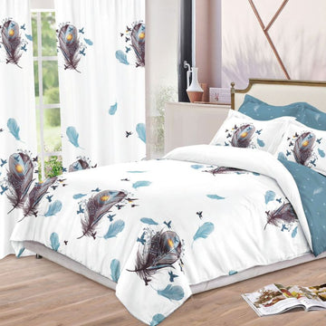 Lenjerie de Pat Finet  – 6 Piese + 2 Draperii Asortate | Set Complet Elegant si Practic | COD: 1480-S