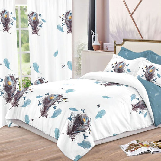 Lenjerie de Pat Finet – 6 Piese + 2 Draperii Asortate | Set Complet Elegant si Practic | COD: 1480-S