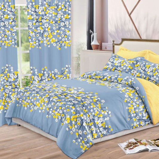 Lenjerie de Pat Finet – 6 Piese + 2 Draperii Asortate | Set Complet Elegant si Practic | COD: 1481-S