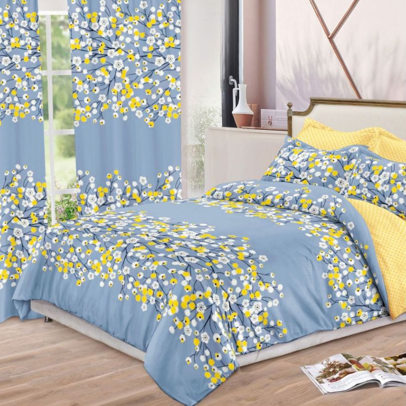 Lenjerie de Pat Finet  – 6 Piese + 2 Draperii Asortate | Set Complet Elegant si Practic | COD: 1481-S