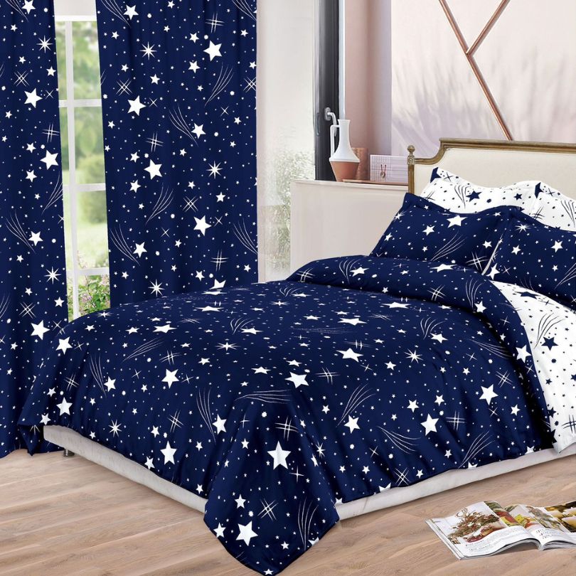 Lenjerie de Pat Finet  – 6 Piese + 2 Draperii Asortate | Set Complet Elegant si Practic | COD: 1483-S