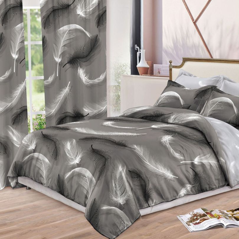 Lenjerie de Pat Finet  – 6 Piese + 2 Draperii Asortate | Set Complet Elegant si Practic | COD: 1484-S