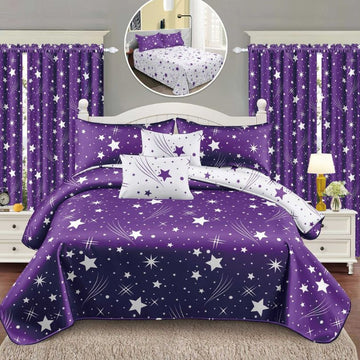 Lenjerie de Pat Finet  – 6 Piese + 2 Draperii Asortate | Set Complet Elegant si Practic | COD: 1493-S