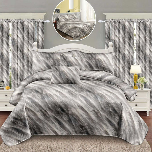 Lenjerie de Pat Finet – 6 Piese + 2 Draperii Asortate | Set Complet Elegant si Practic | COD: 1497-S