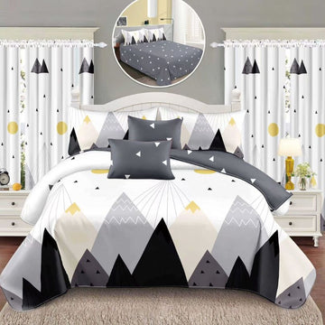 Lenjerie de Pat Finet  – 6 Piese + 2 Draperii Asortate | Set Complet Elegant si Practic | COD: 1500-S