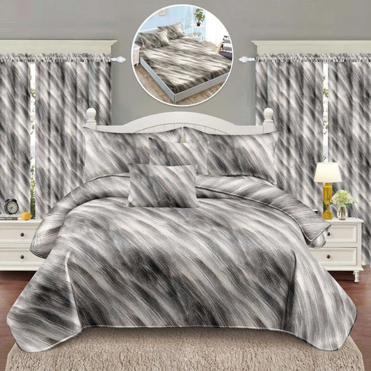 Lenjerie de Pat Finet cu Elastic – 6 Piese + 2 Draperii Asortate | Set Complet Elegant si Practic | COD: 1465-S