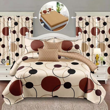 Lenjerie de Pat Finet cu Elastic – 6 Piese + 2 Draperii Asortate | Set Complet Elegant si Practic | COD: 1469-S