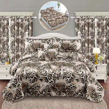 Lenjerie de Pat Finet cu Elastic – 6 Piese + 2 Draperii Asortate | Set Complet Elegant si Practic | COD: 1472-S