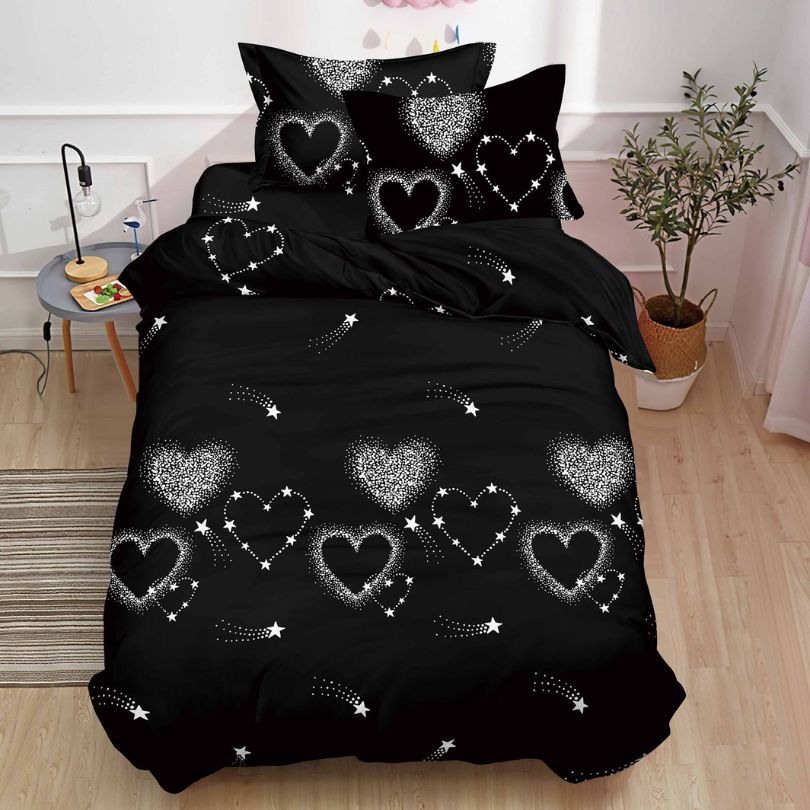 Lenjerie de Pat cu Elastic 1 Persoana din Bumbac Satinat 3D – 4 Piese | Confort Premium si Design Inovator | COD 1338-S