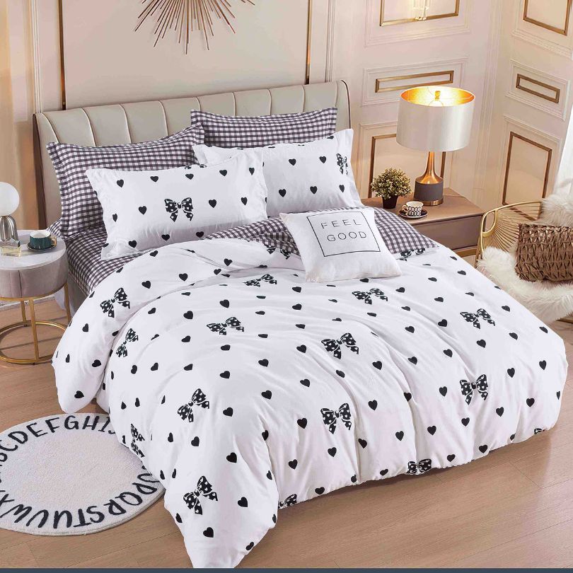 Lenjerie de Pat din Bumbac Finet cu Elastic – 6 Piese | Confort si Eleganta | COD 0141-J