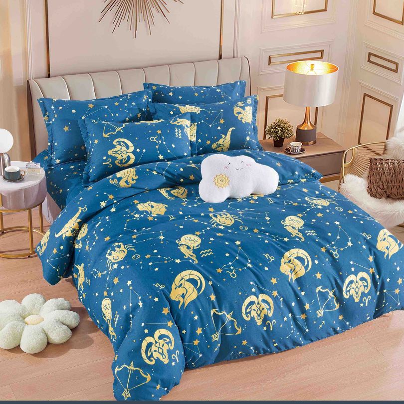 Lenjerie de Pat din Bumbac Finet cu Elastic – 6 Piese | Confort si Eleganta | COD 0143-J