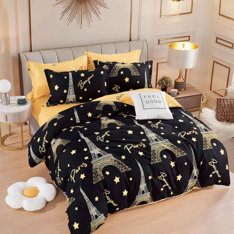 Lenjerie de Pat din Bumbac Finet cu Elastic – 6 Piese | Confort si Eleganta | COD 1098-J