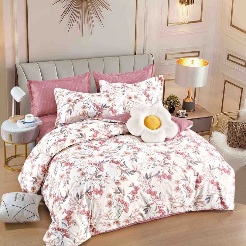 Lenjerie de Pat din Bumbac Finet cu Elastic – 6 Piese | Confort si Eleganta | COD 1293-J