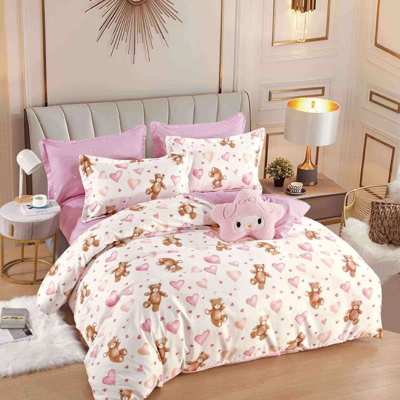 Lenjerie de Pat din Bumbac Finet cu Elastic – 6 Piese | Confort si Eleganta | COD 1299-J