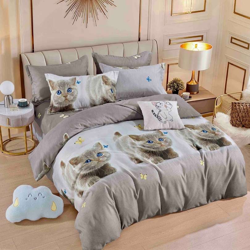 Lenjerie de Pat din Bumbac Finet cu Elastic – 6 Piese | Confort si Eleganta | COD 1312-J