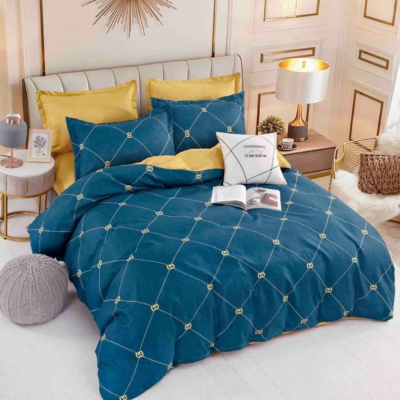 Lenjerie de Pat din Bumbac Finet cu Elastic – 6 Piese | Confort si Eleganta | COD 1318-J