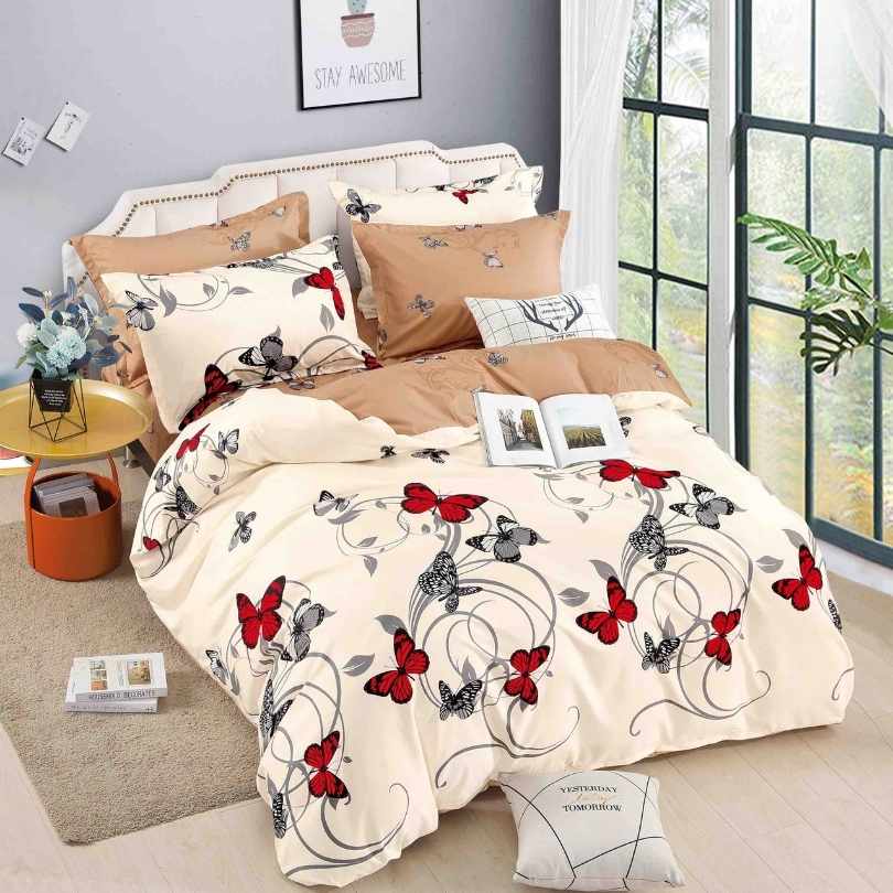 Lenjerie de Pat din Bumbac Finet cu Elastic – 6 Piese | Confort si Eleganta | COD 1325-J