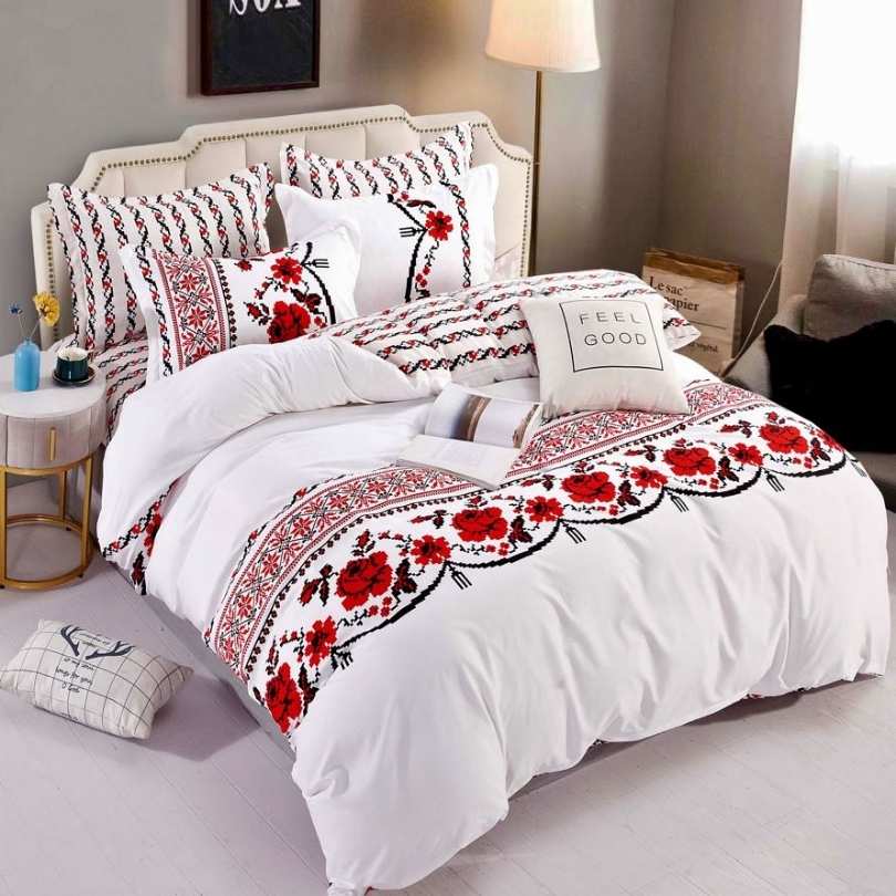 Lenjerie de Pat din Bumbac Finet cu Elastic – 6 Piese | Confort si Eleganta | COD 1328-J