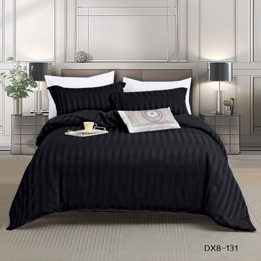 Lenjerie de pat 1 persoana, Damasc Deluxe, cu elastic, 4 piese, 100% bumbac | 0467-PV