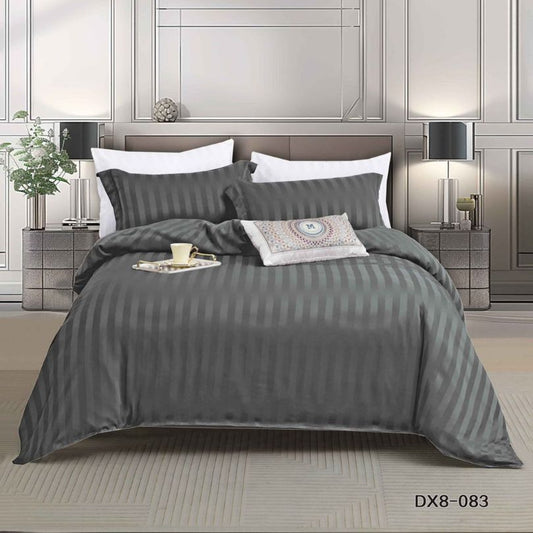 Lenjerie de pat 1 persoana, Damasc Deluxe, cu elastic, 4 piese, 100% bumbac | 0468-PV