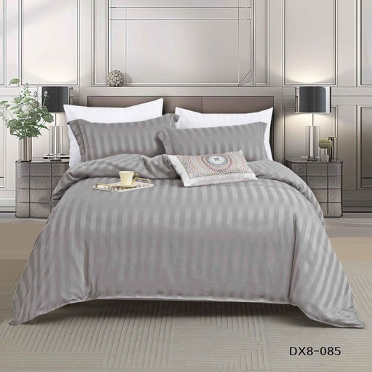 Lenjerie de pat 1 persoana, Damasc Deluxe, cu elastic, 4 piese, 100% bumbac | 0469-PV