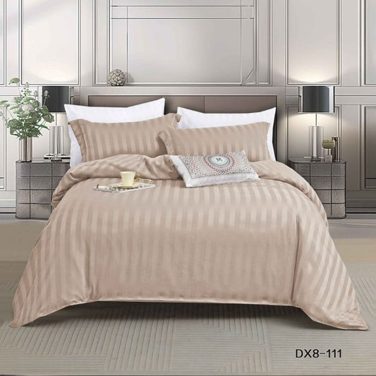 Lenjerie de pat 1 persoana, Damasc Deluxe, cu elastic, 4 piese, 100% bumbac | 0470-PV