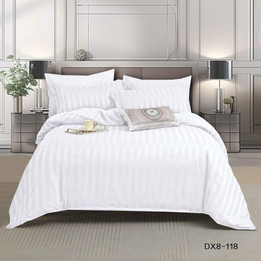 Lenjerie de pat 1 persoana, Damasc Deluxe, cu elastic, 4 piese, 100% bumbac | 0471-PV