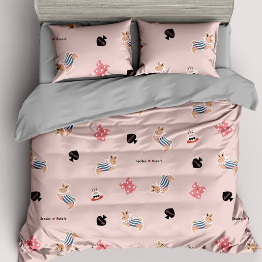 Lenjerie de pat copii, 1 persoana, Bumbac 100% Percal, cu 2 fete, 4 piese, cu elastic | 418-PV