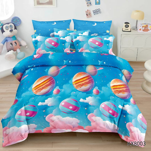 Lenjerie de pat copii, 1 persoana, Finet, fara elastic, 4 piese, 100% bumbac | 0425-PV