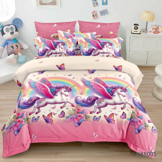 Lenjerie de pat copii, 1 persoana, Finet, fara elastic, 4 piese, 100% bumbac | 0427-PV