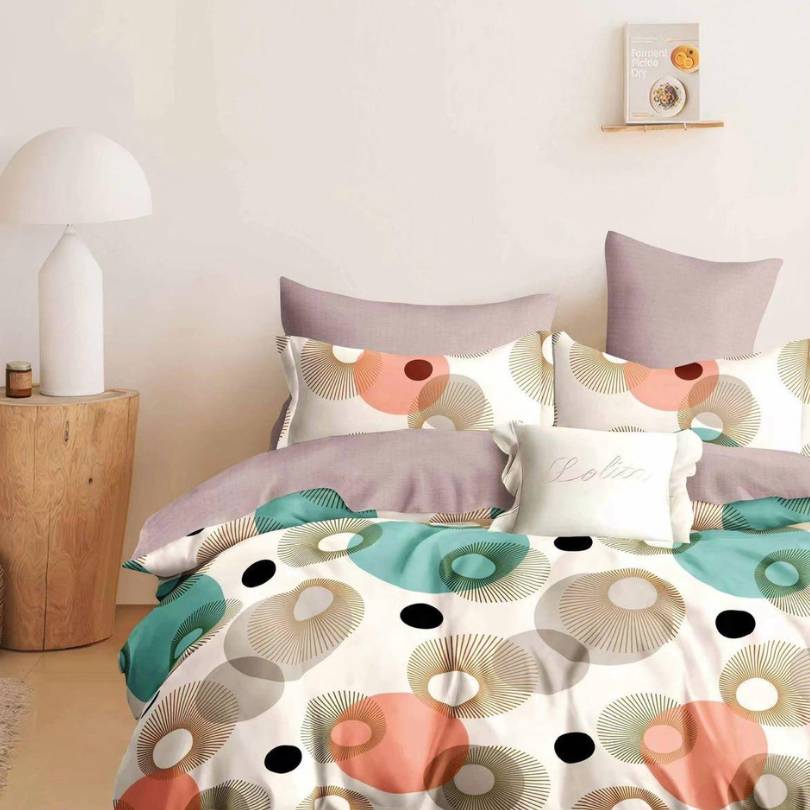 Lenjerie de pat din bumbac finet 6 piese – Model modern si culori vibrante | COD 0006 - CF