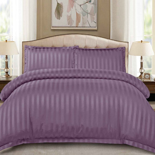 Lenjerie de pat dublu, Damasc Finetat, cu ELASTIC, 4 piese, 100% bumbac | 0176-PV