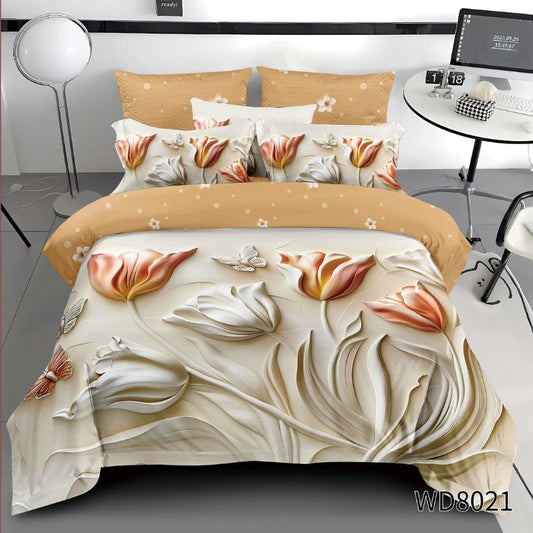 Lenjerie de pat dublu, Finet, 5D Digital Print, cu ELASTIC, 4 piese, 180x200 | 0158-PV