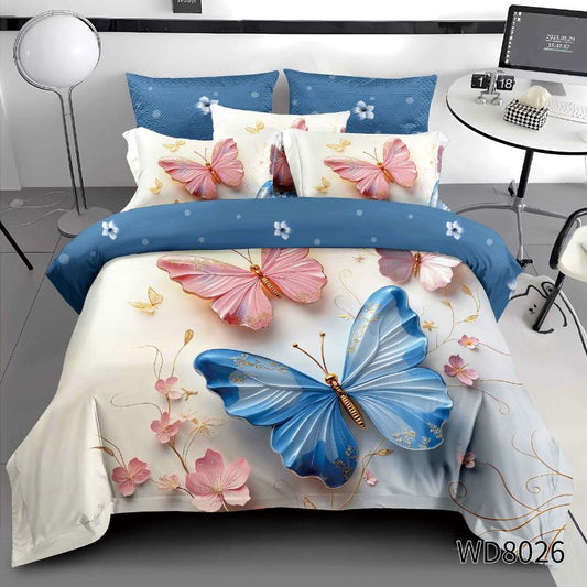 Lenjerie de pat dublu, Finet, 5D Digital Print, cu ELASTIC, 4 piese, 180x200 | 0161-PV