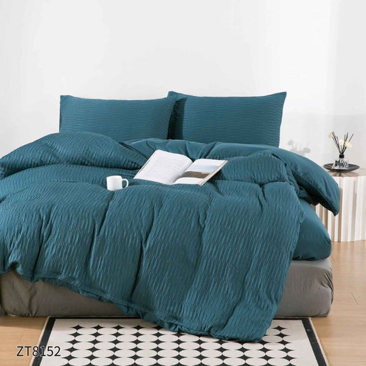 Lenjerie de pat dublu, Finet Crepon, cu elastic, 4 piese, 100% bumbac | 0462-PV