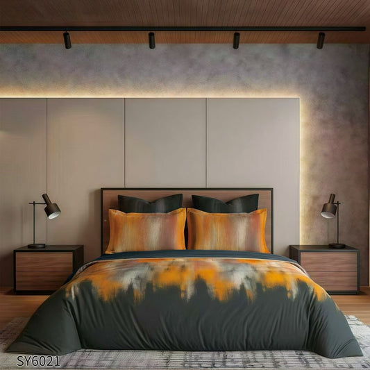 Lenjerie de pat dublu, Finet, cu elastic, 6 piese, Imprimare digitala | 0245-PV