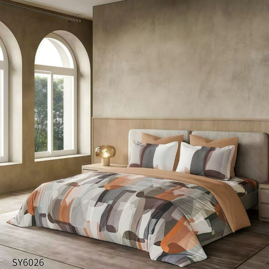 Lenjerie de pat dublu, Finet, cu elastic, 6 piese, Imprimare digitala | 0250-PV