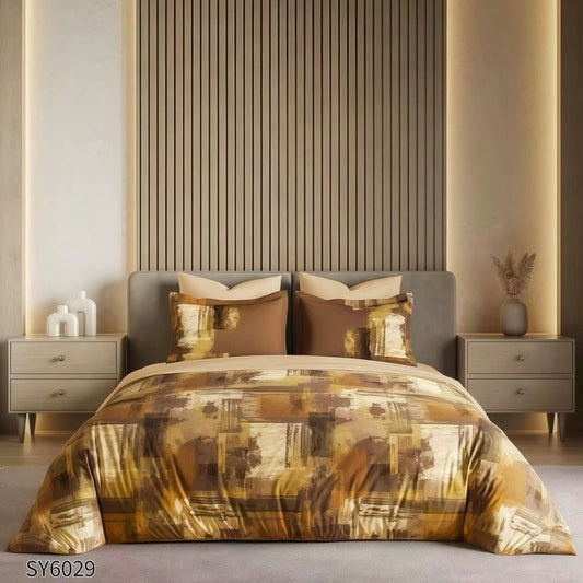 Lenjerie de pat dublu, Finet, cu elastic, 6 piese, Imprimare digitala | 0252-PV