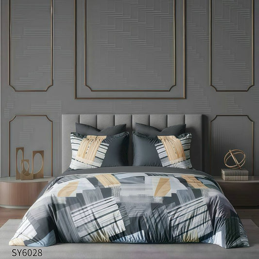 Lenjerie de pat dublu, Finet, cu elastic, 6 piese, Imprimare digitala | 0253-PV