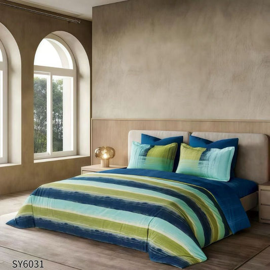 Lenjerie de pat dublu, Finet, cu elastic, 6 piese, Imprimare digitala | 0254-PV