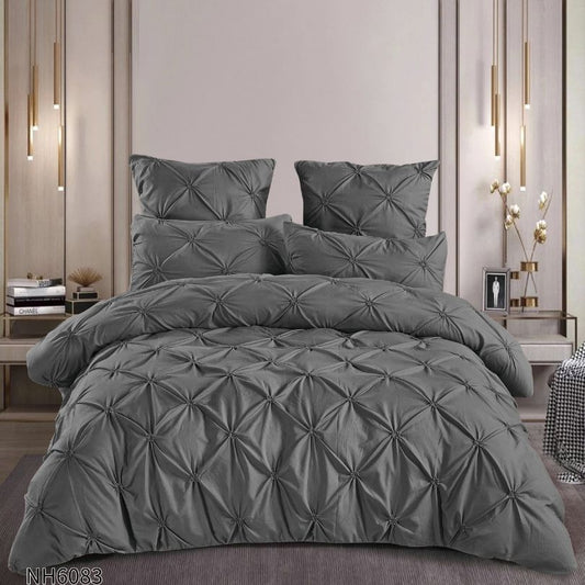 Lenjerie de pat dublu, Finetat, cu elastic, 6 piese, 100% bumbac| 0261-PV