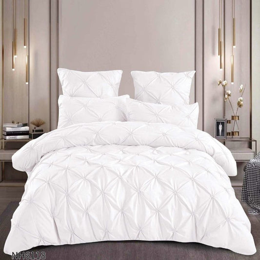 Lenjerie de pat dublu, Finetat, cu elastic, 6 piese, 100% bumbac| 0265-PV