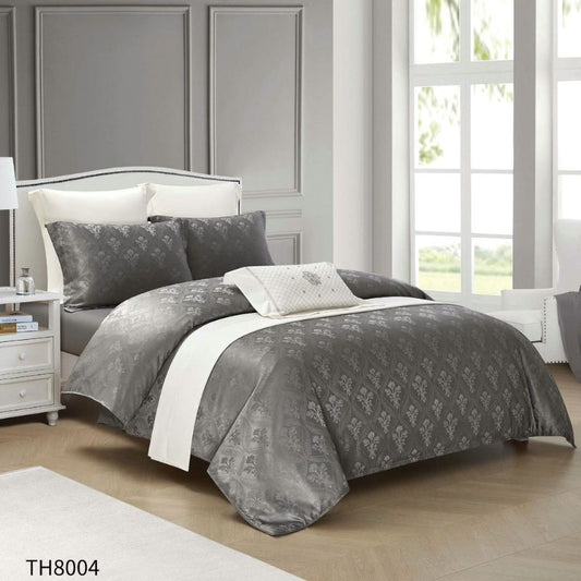 Lenjerie de pat dublu, Jacquard Finetat, cu elastic, 4 piese, 100% bumbac | 0357-PV